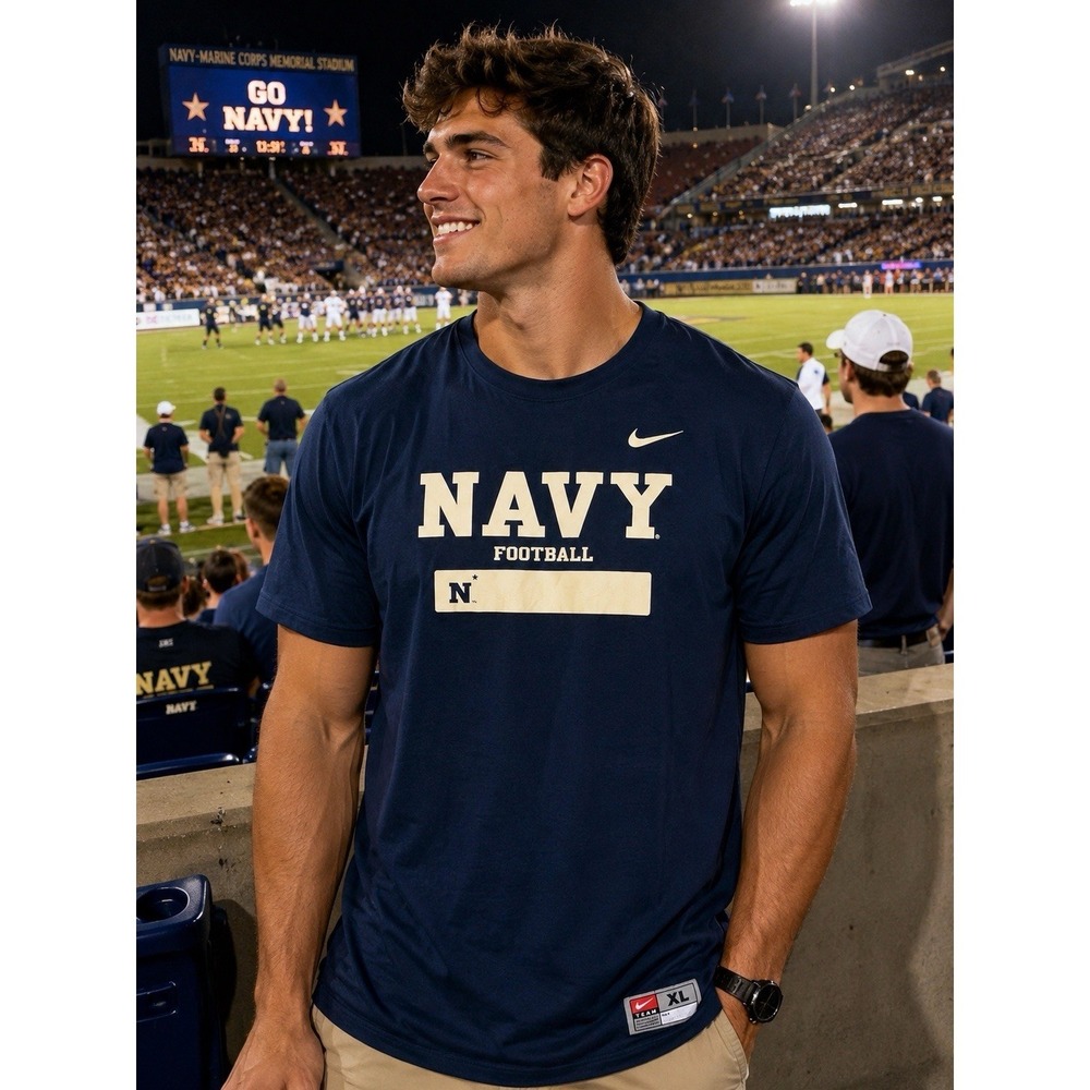 Nike Authentic Navy College Football Dri Fit T Shirt XL Relaxed Athletic Blue